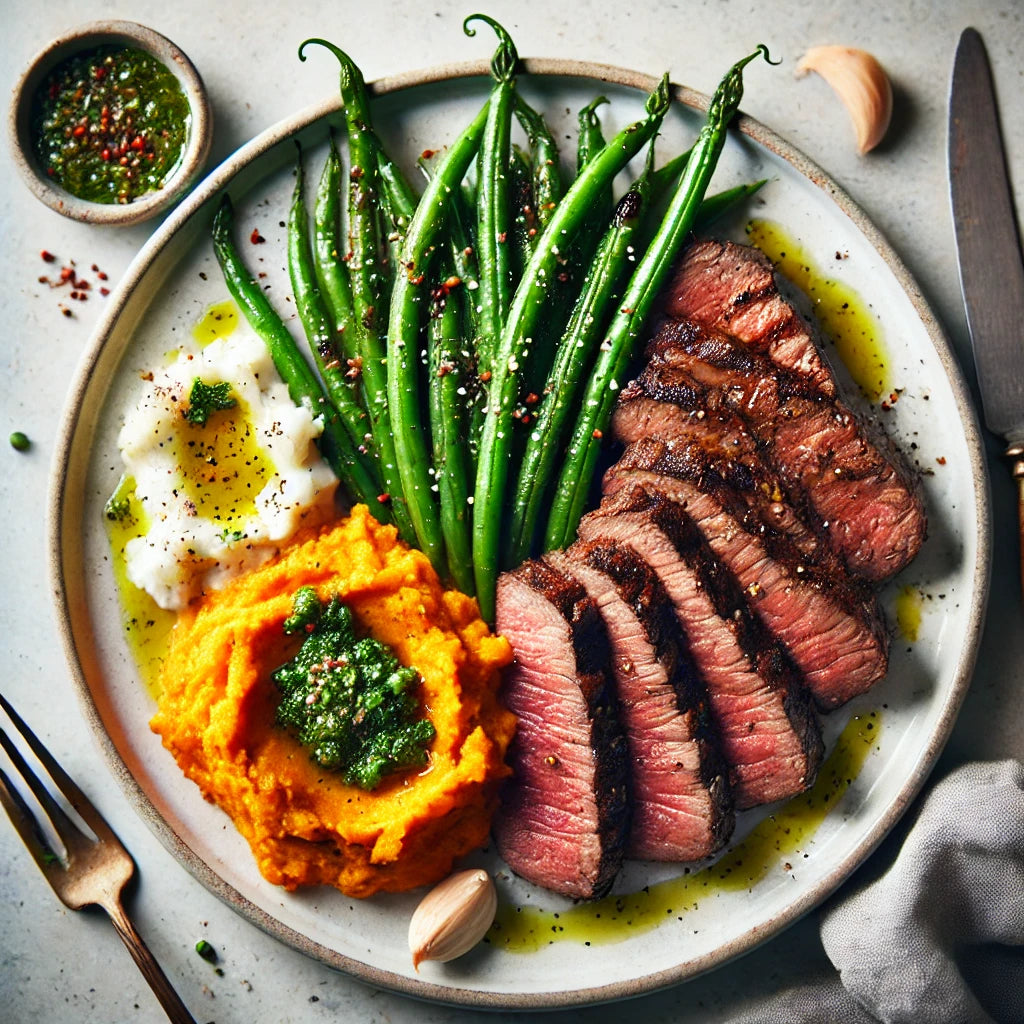 Steak with Sweet Potato Mash and Green Beans THE SUPREME HUMAN